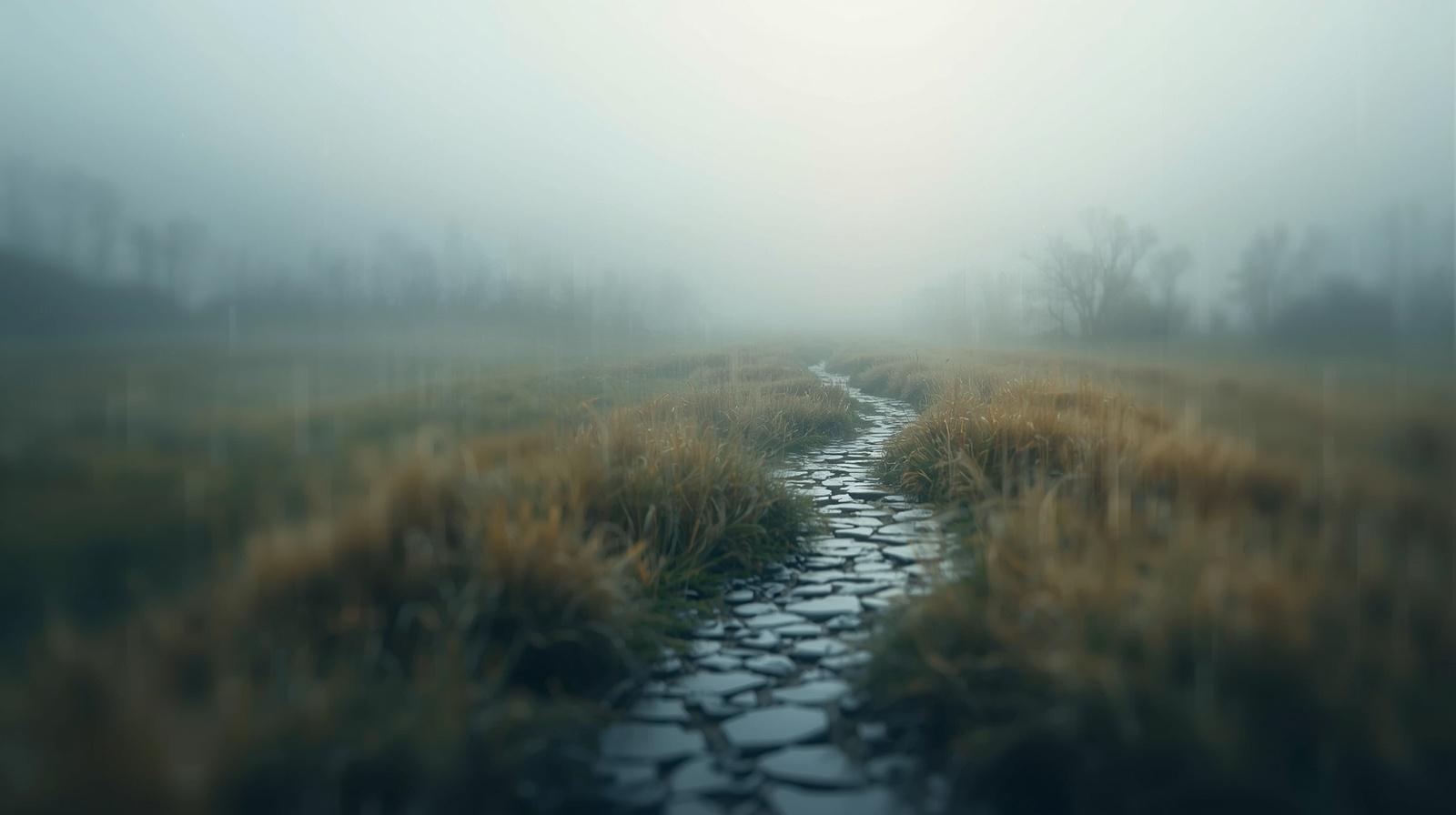 not straight path in between long grass